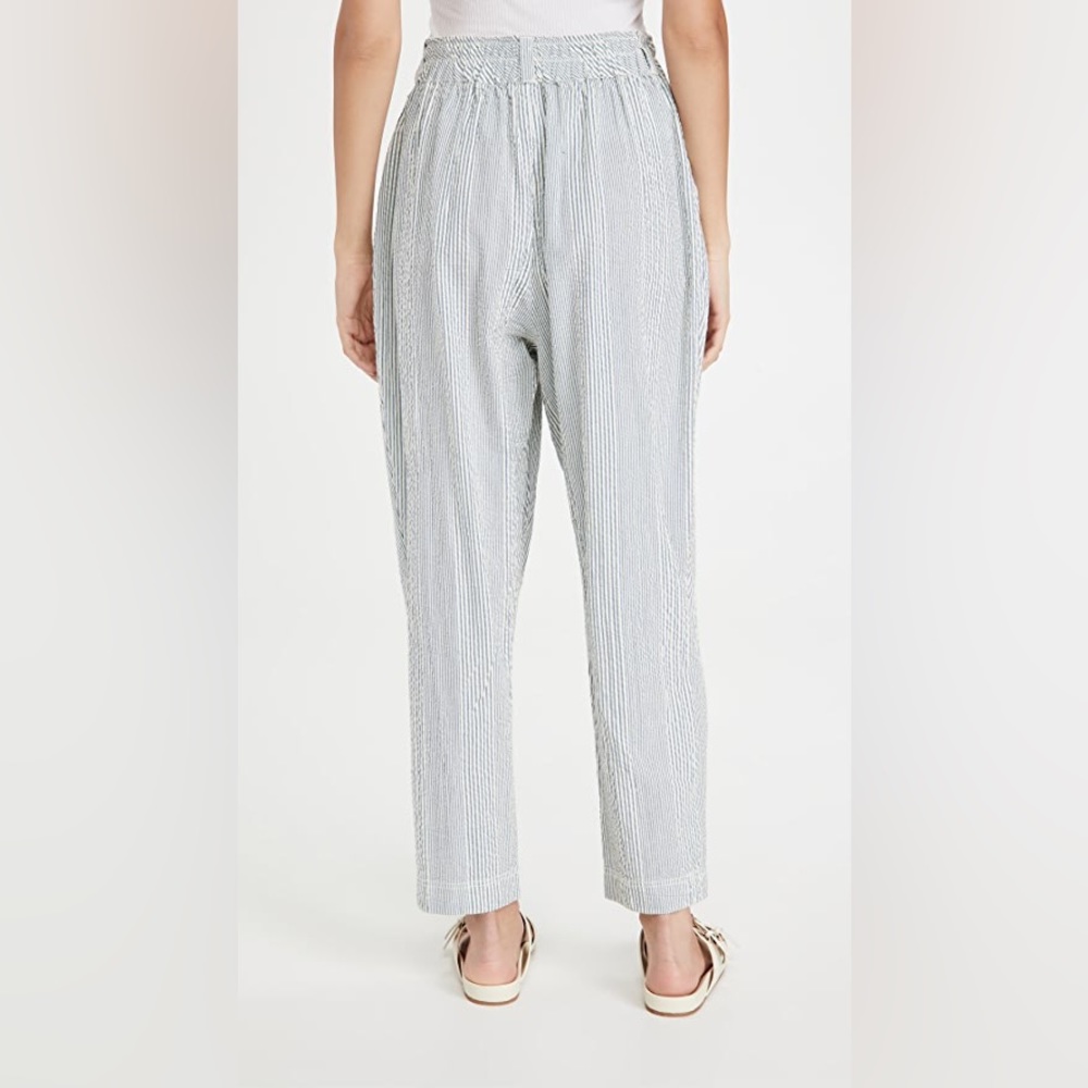 Free People Make A Stand Trousers Blue & White Combo Seersucker Size Small - Picture 3 of 16